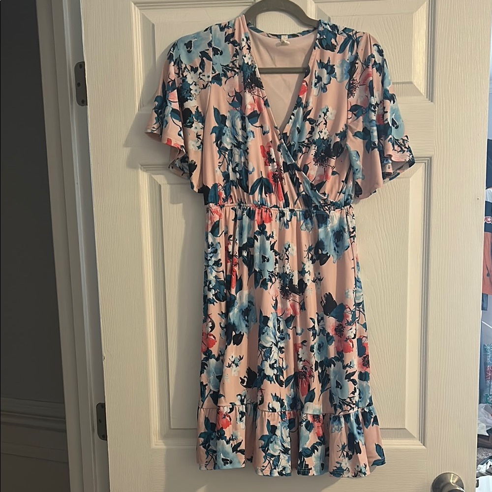 Pinkblush Pink and Blue Flutter Sleeve Sundress